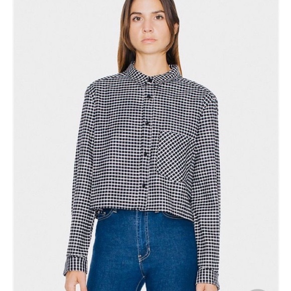 American Apparel - Cropped Button-up Flannel - Picture 1 of 4
